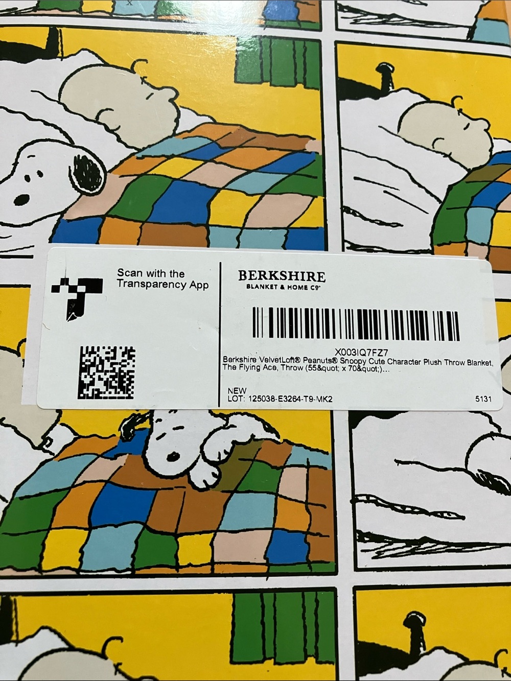 Berkshire Snoopy Printed Throw Blanket & Arora Peanut Snoopy Stuffed Animal - Picture 4 of 5